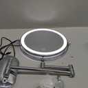 FUNTOUCH 5000mAh Rechargeable Wall Mounted Lighted Makeup Vanity Mirrors, Double Sided 1X 30X Magnifying, 3 Color Lighting, Touch Screen Dimming, Extended Arm 360 Rotation Shaving Bathroom Mirror