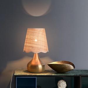 Gold Small Bedside Table Lamp for Bedroom, Brass Gold Mini Table Lamps for Nightstand, Rattan Shade Table Lamps for Small Spaces for Kitchen Counter, Bookshelf, Bedroom, Living Room, Kids Dorm (On/Off Switch)