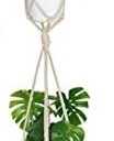 2 Pack Macrame Plant Hangers, Indoor Hanging Plant Holder with S Hooks and Hook Nails, Handmade Macrame Planter Hanging Baskets for Small Plant Pots, Boho Home Decor, Plant hanger are suitable for pots with a diameter of 12 cm to 20 cm. (Plants or pots are not included), (Beige)