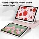 for iPad A16 11 Inch 2025 /for iPad 10th Generation 10.9 Inch 2022 Bows iPad Case with Pencil Holder-[Auto Wake/Sleep], Trifold Stand Soft TPU Protective Cover, Cute Pink Bows