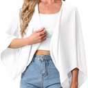GRECERELLE Women's Summer Lightweight Cardigan Open Front Casual Loose Cropped Kimono Oversized Cover Ups, White, M