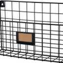 Wall35 Rivista File Holder Home Office Desk Organizer, Wall Mounted Wide Chicken Wire Mail Organizer and Magazine Holder, Metal, Black