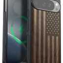 Carveit Magnetic Wooden Case for Google Pixel 10 Pro XL Case, Wood Artisan Engraved & Soft TPU Shockproof Cover, Compatible with MagSafe Wireless Chargers (The Classic American Flag) Walnut