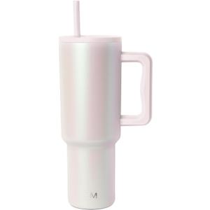 Simple Modern 40 oz Trek Tumbler with Handle and Straw Lid | Cup Holder Friendly Insulated Stainless Steel Travel Mug | Coconut Pearl