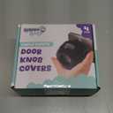 Child Safety Door Knob Cover (4 Pack) Hard-to-Remove Dual-Lock Door Handle Covers for Kids - Reusable Baby Proof Door Knob Locks - Installs Easily, No Tools Needed (Black)