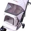 FOURPAW Reversible Pet Stroller (4 Wheels for Cats and Dogs) for Small and Medium Pets up to 33 lbs.Khaki