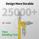 Powgrn50 ft 12/3 Outdoor Extension Cord Waterproof Heavy Duty with Lighted Indicator End 12 Gauge 3 Prong, Flexible Cold-Resistant Long Power Cord Outside, 15Amp 1875W SJTW Yellow ETL Listed