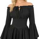 Pirate Costume Women with Off Shoulder Dress Gold Sequin Belt Accessories Halloween Set Costume, XXL