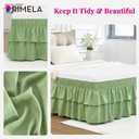 RIMELA Ruffle Bed Skirt Light Green Queen 18 Inch Drop, Elastic Wrap Around Bed Skirting Queen Size, Easy to Install Dust Ruffle, Machine Washable Soft Fabric, Multi Ruffle Bedskirt