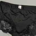 OYOANGLE Women's Plus Size Contrast Lace Boyshorts Mid Rise Tummy Control Panties Underwear, Black, 2XL