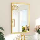 TETOTE Brushed Gold Mirror for Bathroom Sink 24" x 36" Beveled Frame Brushed Gold Brass Vanity Rectangle Mirror for Bathroom Wall, Modern Farmhouse, Tempered Glass, Stronger Frame