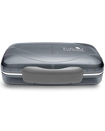 Travel Pill Organizer Large Portable Moisture Proof Vitamin Case, Fullicon Oversize 8 Compartment Pill Box, Pill Holder - Airtight & Moistureproof – Grey