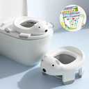 2-in-1 Potty Training Toilet for Toddlers (12 M+) - Portable Travel Potty Seat with Training Charts, Safety Locks (Continuous Improvement) & Polar Bear Design