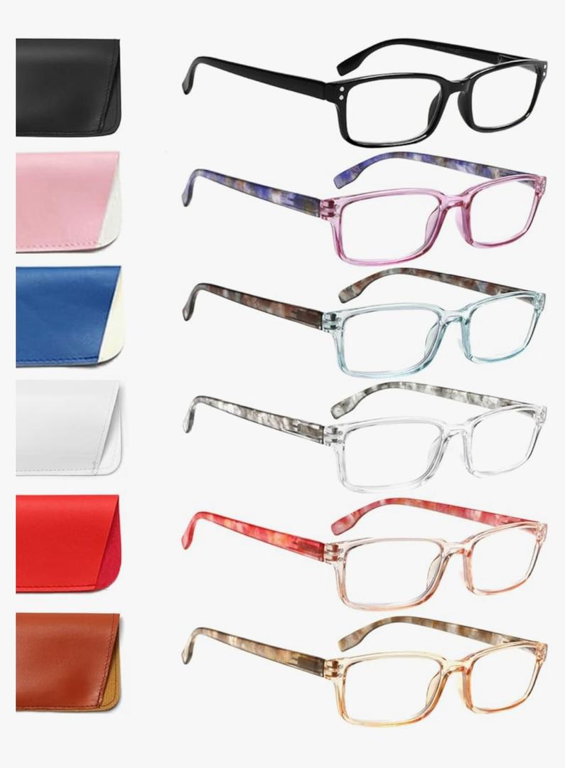 Kerecsen 6-Pack Reading Glasses Blue Light Blocking,Spring Hinge Readers for Men Women,Computer Eyeglasses +1.50