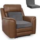 HIGOGOGO Corduroy Recliner Chair Cushion with Lumbar Support Pillow Soft Non-Slip 4" Thick Seat Pad Prevent Buttocks & Back Pain in Seniors (Grey, 12" Backrest)