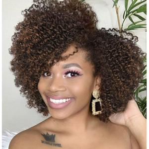 Quantum Love Short Kinky Curly Wigs Side Part Afro Curly Wig for Black Women Ombre BrownTwist Out African American Synthetic Wigs (30)