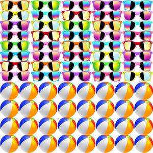 60Pcs Sunglasses Beach Balls Bulk Party Favors for Kids 30Pcs Neon Sunglasses 30Pcs 12" Beach Balls Kid Boys Girls Graduation Party Supplies for Summer Beach Pool Party Favors Goodie Bag Favors