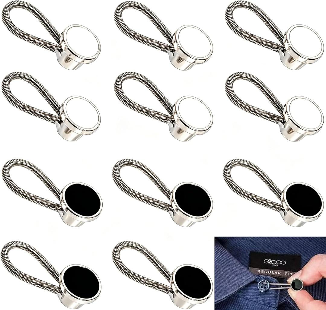 2 x 12pcs, Collar Extenders,Neck Extender Button Invisible for Men Shirts Suits Trouser, Coat, Shirts Adds 1 in Instantly (White, Black)