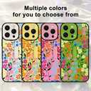 Fsoole for iPhone 16 Pro Max Case with Finger Strap Holder, Cute Colorful Floral Flower Print Pattern Design for Women Girls, Shockproof Anti Scratch Hand Kickstand Protective Cover, Green
