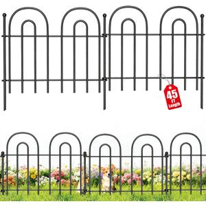 AMAGABELI GARDEN & HOME 32 Panels 13in(H)45ft(L) Decorative Garden Fences and Borders for Dogs Fencing Animal Barrier No Dig Rustproof Metal Fence Panels with Ground Stakes for Flower Bed Fence Black