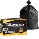 Contractor Garbage Bags 42 Gallon - Pack Of 20 Black 3 mil Strength Heavy Duty Trash Bags Garbage Bags, 32X46 Heavy Duty Plastic Construction Contractor Bags - Trash Can Liners