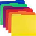 Dunwell Plastic Colored File Folders (12 Pack), 1/3 Tab Filing Folders for 8.5x11 Letter Size Documents, Assorted Colors, Acid-Free Poly, Includes Labels