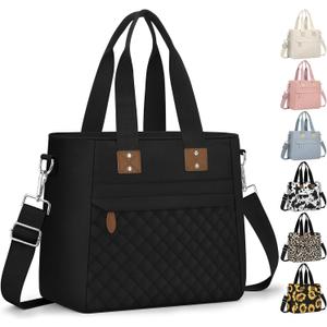 Insulated Lunch Box for Women & Men - Large Thermal Lunch Bag Women with Removable Shoulder Strap, Reusable Lunch Cooler Tote Bags Purse for Adults Work, Picnic, Hiking, Beach, Travel, Medium, Black