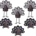 YEAHOME Thanksgiving Decorations, Set of 6 Metal Turkey Candle Holders for Thanksgiving Table Decor, Sitting Standing Bronze Turkey Tea Light Holder for Home Mantle Table Centerpieces Fall Decor