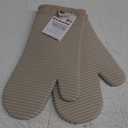 KitchenAid Ribbed Soft Silicone Oven Mitt Set, 7"x13", Milkshake 2 Count