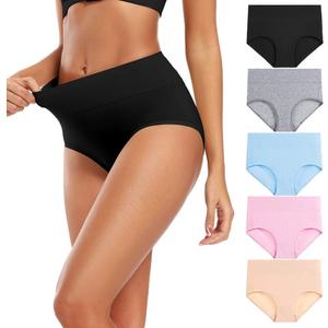 Molasus Women's Cotton Underwear High Waisted Full Coverage Ladies Panties (XX-Large, Multicolor-5pack-a2)