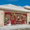 Christmas Garage Door Banners Christmas Garage Door Backdrop Decor for Xmas Party Background Supplies(5.9 x 16.4 ft,Santa's Toy Shop)