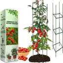 Tomato Cage Plant Support for Garden - 13 inch by 37 inch Climbing Plant Stake Square Rust Resistant Plant Trellis with 3Pcs Clips Outdoor Plant Stand Cage for Vegetable Flowers Fruit Cucumber Rose