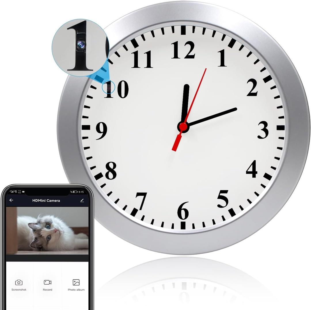 WiFi Security Camera, Hidden Spy Camera Wall Clock, 1080P Indoor Nanny Cam with Motion Detection, Remote Viewing for Home Security