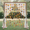 2 Pcs 6.6 ft Artificial Flower Garland Floral Backdrop Arch Fairy Flower Hanging Ceiling Colorful Garland for Wedding Bridal Shower Baby Shower Tea Birthday Backdrop Wall Decor(Bright Color)