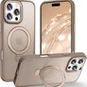 Magnetic for iPhone 16 Pro Max Case with Ring Stand, [10 FT Drop Protection] [Velvety Touch] Slim Translucent Matte Back Shockproof Phone Case for iPhone 16 Pro Max 6.9'', Bronze
