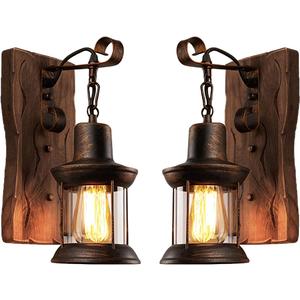 LightInTheBox Rustic Wall Sconces, Vintage Wall Sconce, Rustic Light Fixtures, Farmhouse Antique Wooden Wall Lamp for Aisle, Vanity Mirror, Hallway, Bedroom Bedside, Bar (2 Pack)