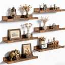 upsimples Floating Shelves for Wall, Wall Shelves for Decor Storage Set of 6, Wall Mounted Wood Shelf for Bedroom, Living Room, Bathroom, Kitchen, Picture Ledge Shelf, Brown
