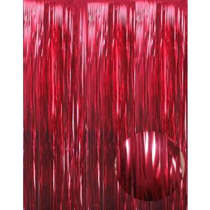 GOER 3.2 ft x 9.8 ft Metallic Tinsel Foil Fringe Curtains Party Photo Backdrop Party Streamers for Birthday, Graduation, New Year Eve Decorations Wedding Decor (4 Pcs, Burgundy)