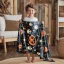 50"x40" Vintage Halloween Throw Blanket,Witch Spider Webs Bat Pumpkin Skull Gothic Blanket, Festival All Seasons Warm Cozy for Sofa Chairs Bed Office Home Women GIrls Gift (Halloween Blanket 1)