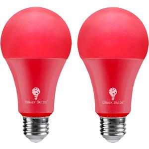 Bluex Bulbs LED A21 Red Light Bulbs - 15W (120W Equivalent), E26 Base, 2 Count, 1200 Lumen - Party Decoration, Porch, Home, Holiday Lighting, Decorative Illumination