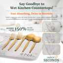 3 x Stone Drying Mat for Kitchen Counter - Replaces Kitchen Towel, Premium Diatomaceous Earth, Ultra Absorbent, Quick Drying Stone Mat, Elegant Marble Design, Non-Slip, 15.8" x 11.8", JEWEL