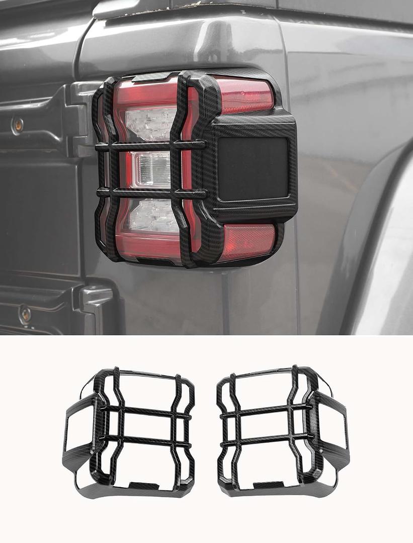 Savadicar Carbon Fiber Taillight Trim Cover for Jeep Wrangler JL JLU 4xe & Gladiator JT 2018Present Rear Light Accent, Exterior Styling Upgrade Accessory