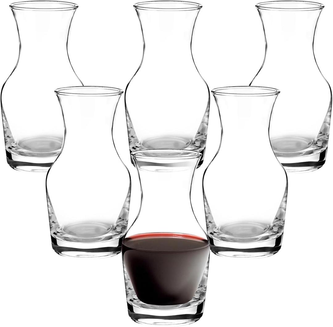 Jarsoph Set of 6 Single Serving Carafe Individual Glass Decanter 6.5oz Mini Refill Decanters for Dinner Parties Tastings Bars Restaurants