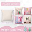 BBOLDIN Pink Christmas Throw Pillow Covers 18x18 Couch Cushion Covers, Holiday Tree Decorations for Sofa Home, Xmas Country Striped Car Farmhouse Pillow Cases Winter Decor Set of 4