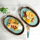 2 Piece Melamine Serving Tray, 19" Serving Food Platter for Entertaining,Dinnerware Sets,Serving Tray,Melamine Plates,Party, Meat, Dessert, Unbreakable, Dishwasher Safe, BPA Free (Oval Platter)