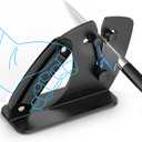 Knife Sharpener Auto-adjust, Ergonomic Handle Classic Kitchen Knife Accessories Original Premium Polish Restore Dull Blades Fan-shaped Tungsten Carbide Really Works for Steel Knives Scissors