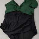 Yonique Plus Size One Piece Swimsuits For Women Tummy Control Bathing Suits Full Coverage Swimwear (Green and Black01, 18W)
