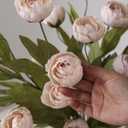 VIERENA 6 Pcs Faux Silk Peony Artificial Flowers for Vase -27", Bulk Fake Peonies Branches with Stems for DIY Bouquet Centerpieces Wedding Fillers Arrangements Shower Decorations (Beige)