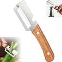 2 x 1 PCS Multi-Functional Vegetable Peeler with Wooden Handle, Stainless Steel Blade Fruit Peeler with Bottle Opener, Comfortable Non-Slip Kitchen Peeler for Potato, Pumpkin, Papaya & More (1)