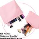 Huhumy 2 Pcs Makeup Bag Set Cute Cosmetic Pouch for Women Seersucker Travel Toiletry Bag Preppy Small Makeup Purse Pouch Aesthetic Skincare Brushes Storage Organizer for Valentine Women(Rose Pink)